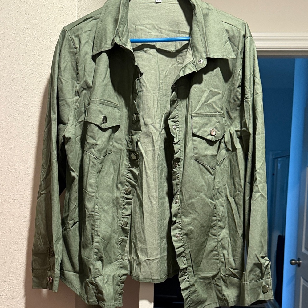 Women’s  Olive Green Military-Style Jacket